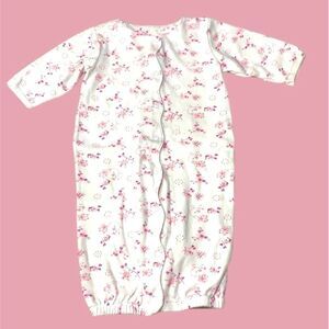 Vitamins Baby Infant Baby Sleepwear White Pink Floral Sleeper Sack Mittens 0-6M